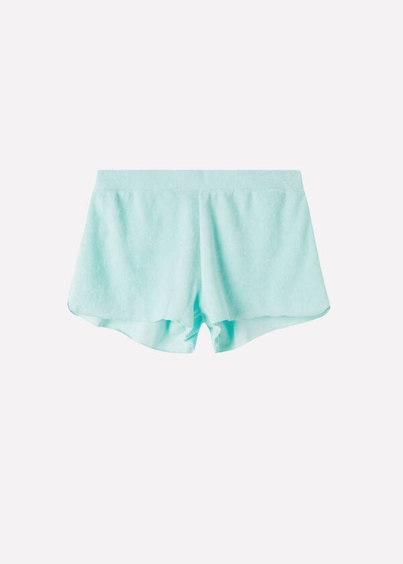 Calzedonia Terrycloth Shorts Women's Cover Ups Blue | CA 2042JJ