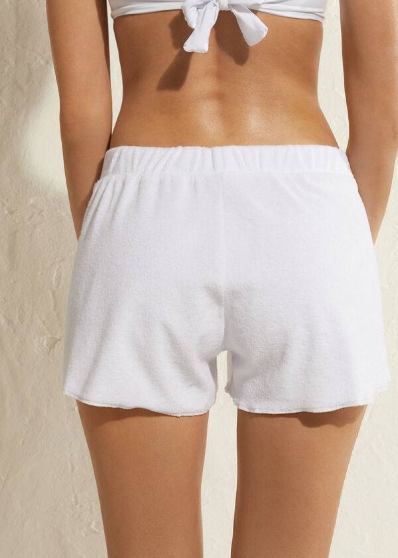 Calzedonia Terrycloth Shorts Women's Cover Ups White | CA 2041HK