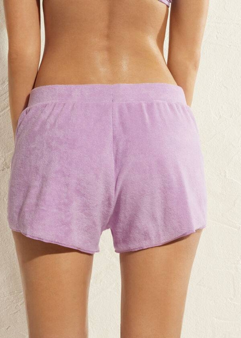 Calzedonia Terrycloth Shorts Women's Cover Ups Purple | CA 2039FM