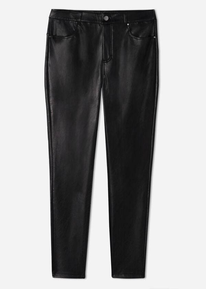 Calzedonia Thermal leather-effect Women's Leggings Black | CA 1490AP