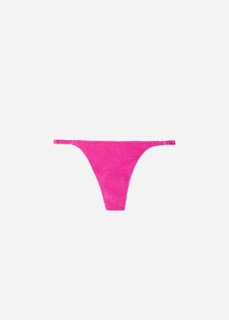 Calzedonia Thin Sides Thong Miami Women's Bikini Bottoms Pink | CA 2561NB