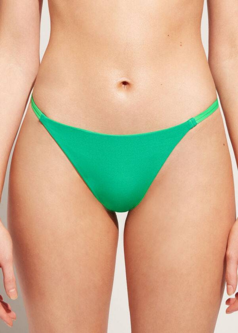 Calzedonia Thong Indonesia Eco Women's Bikini Bottoms Green | CA 2557EX