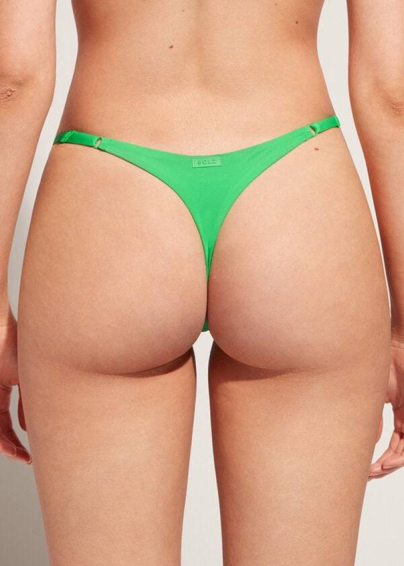 Calzedonia Thong Indonesia Eco Women's Bikini Bottoms Green | CA 2557EX