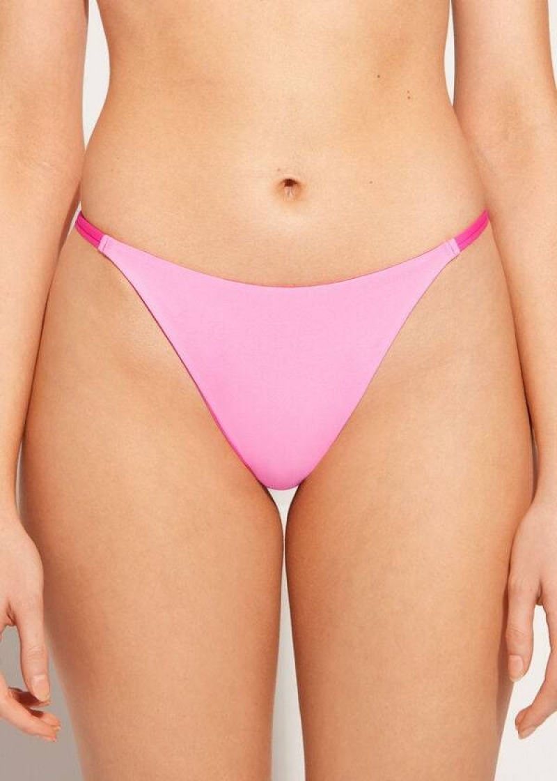 Calzedonia Thong Indonesia Eco Women's Bikini Bottoms Pink | CA 2556RW