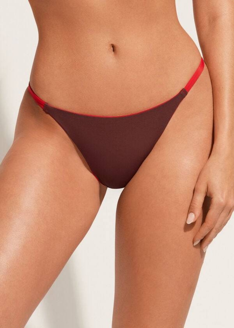 Calzedonia Thong Indonesia Eco Women's Bikini Bottoms Red | CA 2554YU