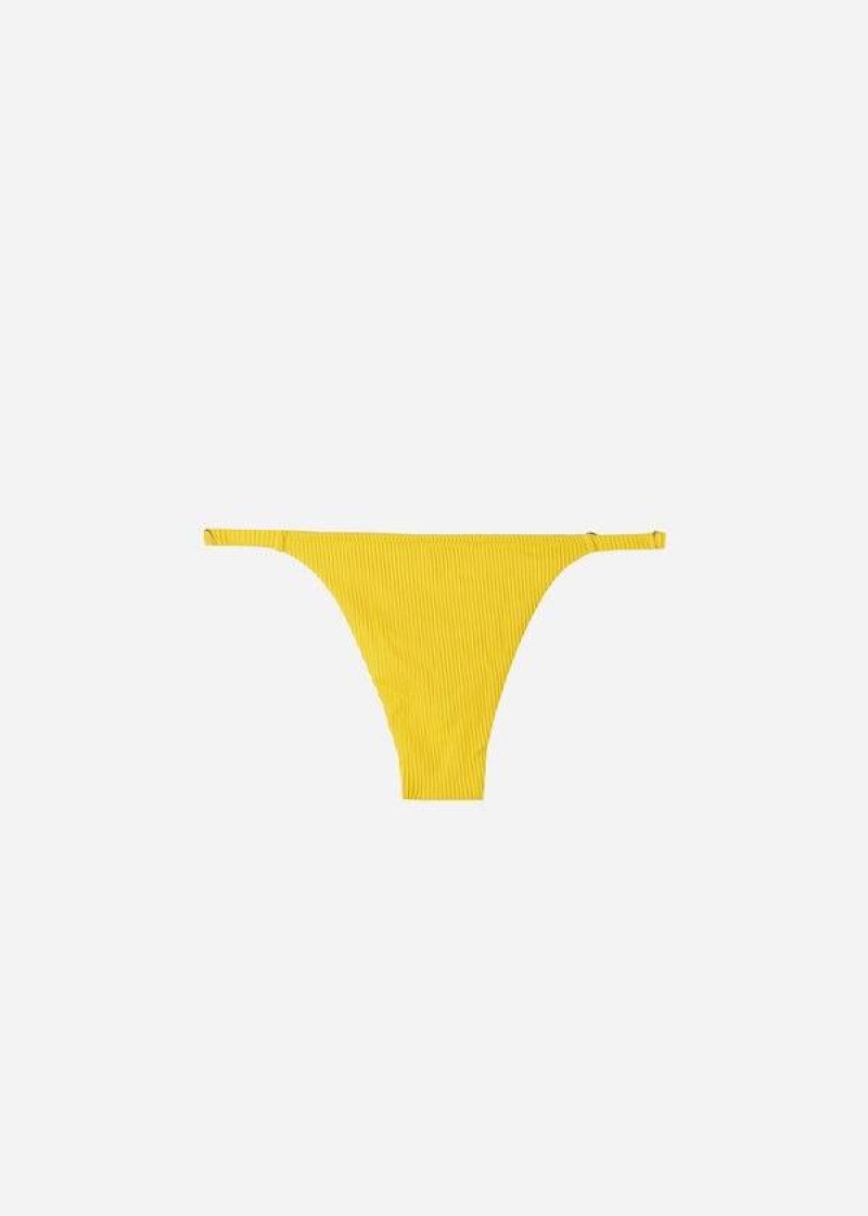 Calzedonia Thong New York Women's Bikini Bottoms Yellow | CA 2552IS