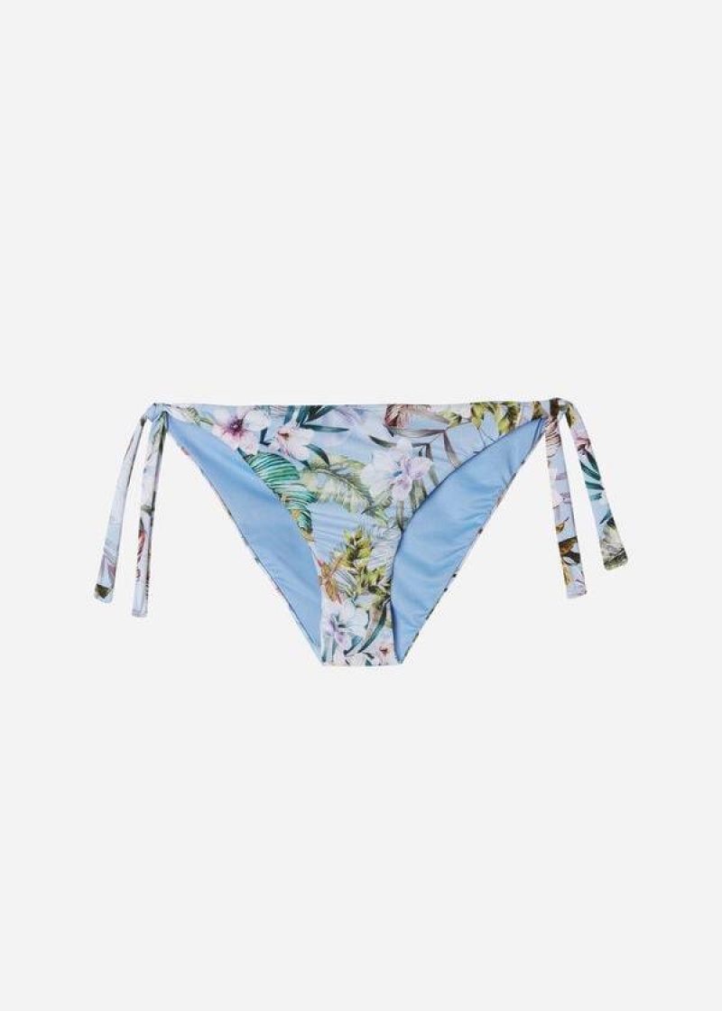 Calzedonia Tied Atene Women's Bikini Bottoms Blue | CA 2549AP