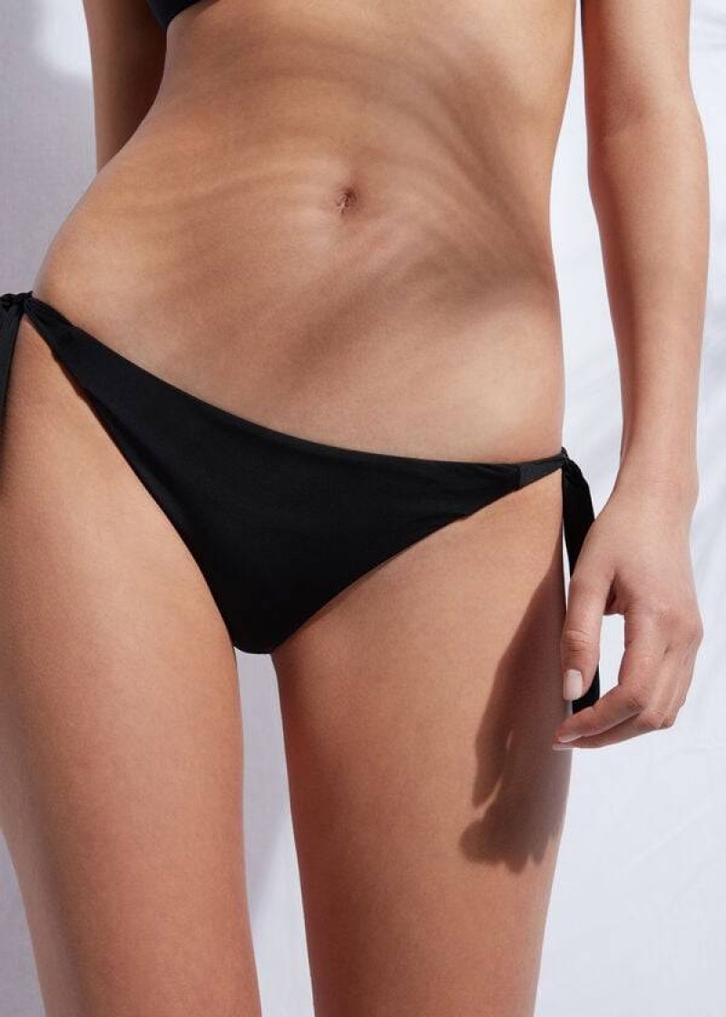 Calzedonia Tied Indonesia Eco Women\'s Bikini Bottoms Black | CA 2543JJ