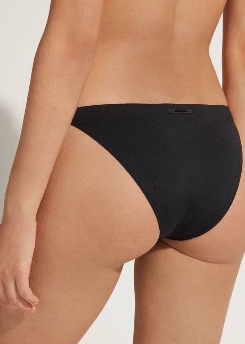 Calzedonia Tied Indonesia Women's Bikini Bottoms Black | CA 2546FM