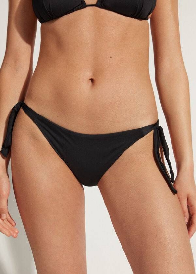 Calzedonia Tied Indonesia Women\'s Bikini Bottoms Black | CA 2546FM