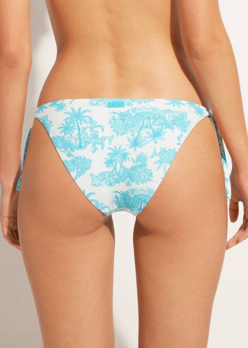 Calzedonia Tied Sorrento Women's Bikini Bottoms Blue | CA 2536BC