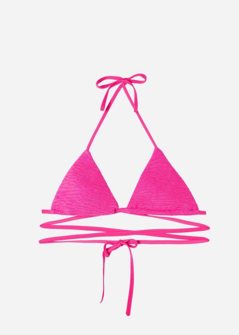 Calzedonia Triangle Slide String Miami Women's Bikini Tops Pink | CA 2171HK