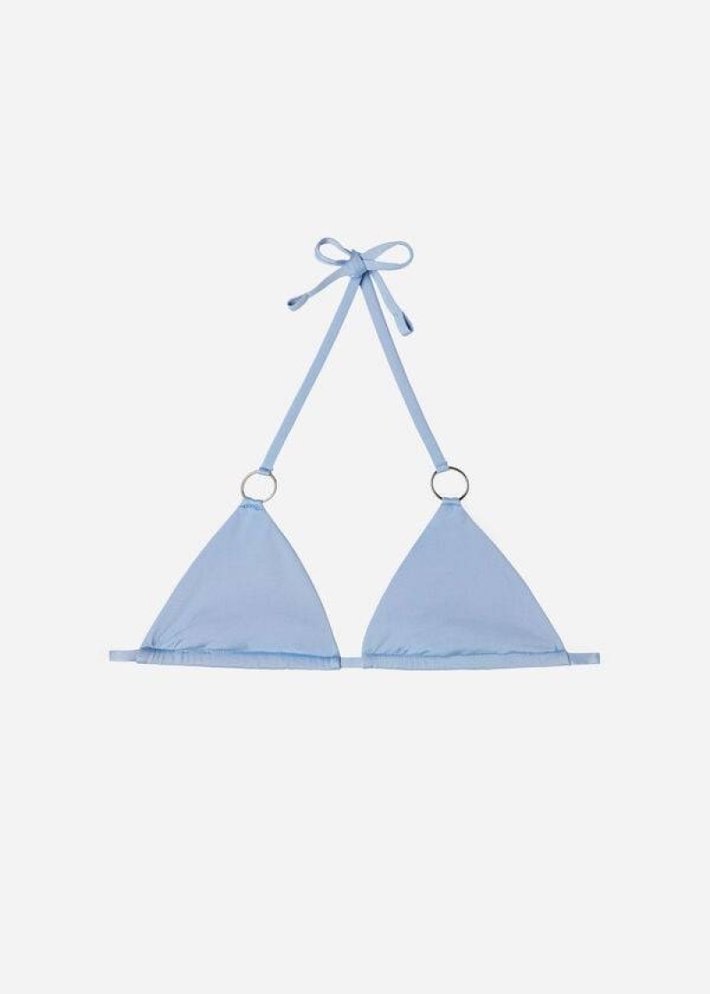 Calzedonia Triangle String Abu Dhabi Women's Bikini Tops Blue | CA 2168DN