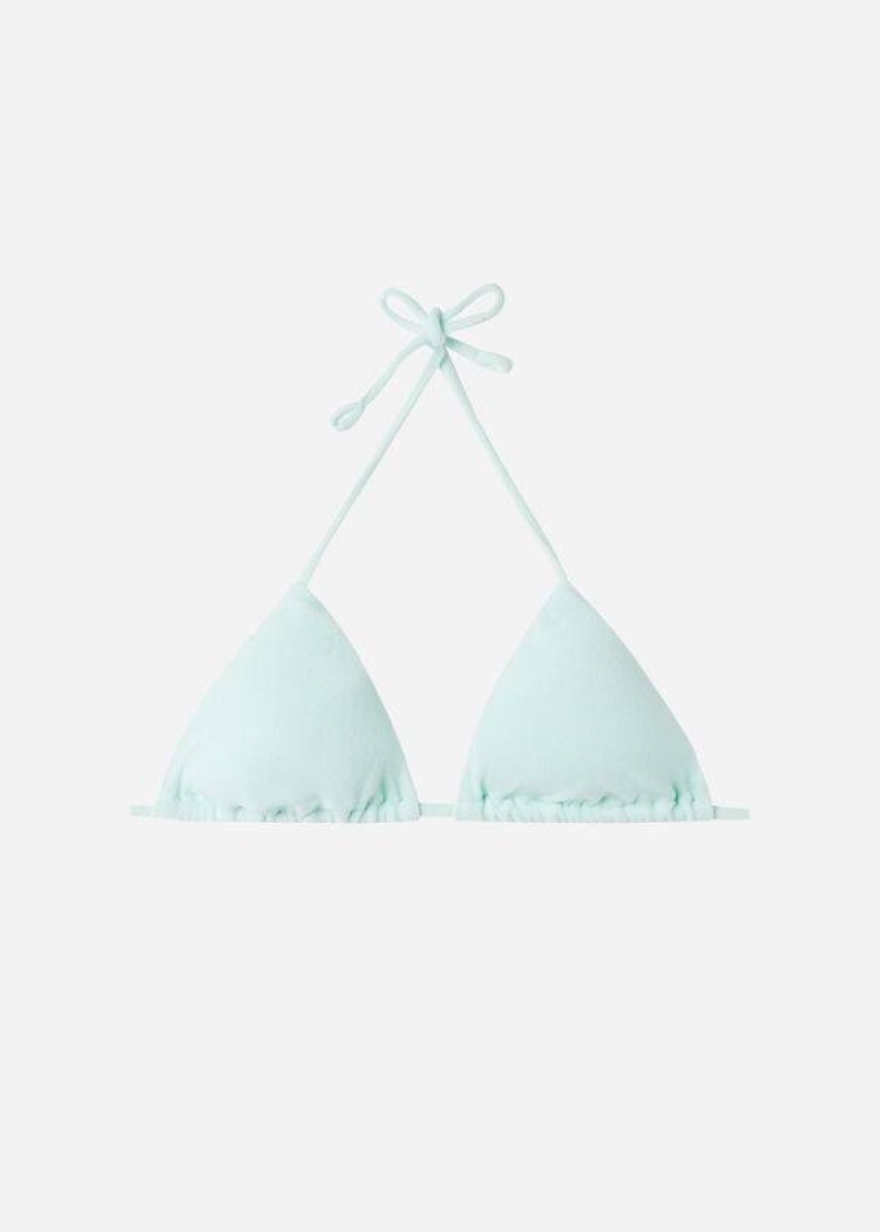 Calzedonia Triangle String Beverly Hills Eco Women's Bikini Tops Blue | CA 2164OR