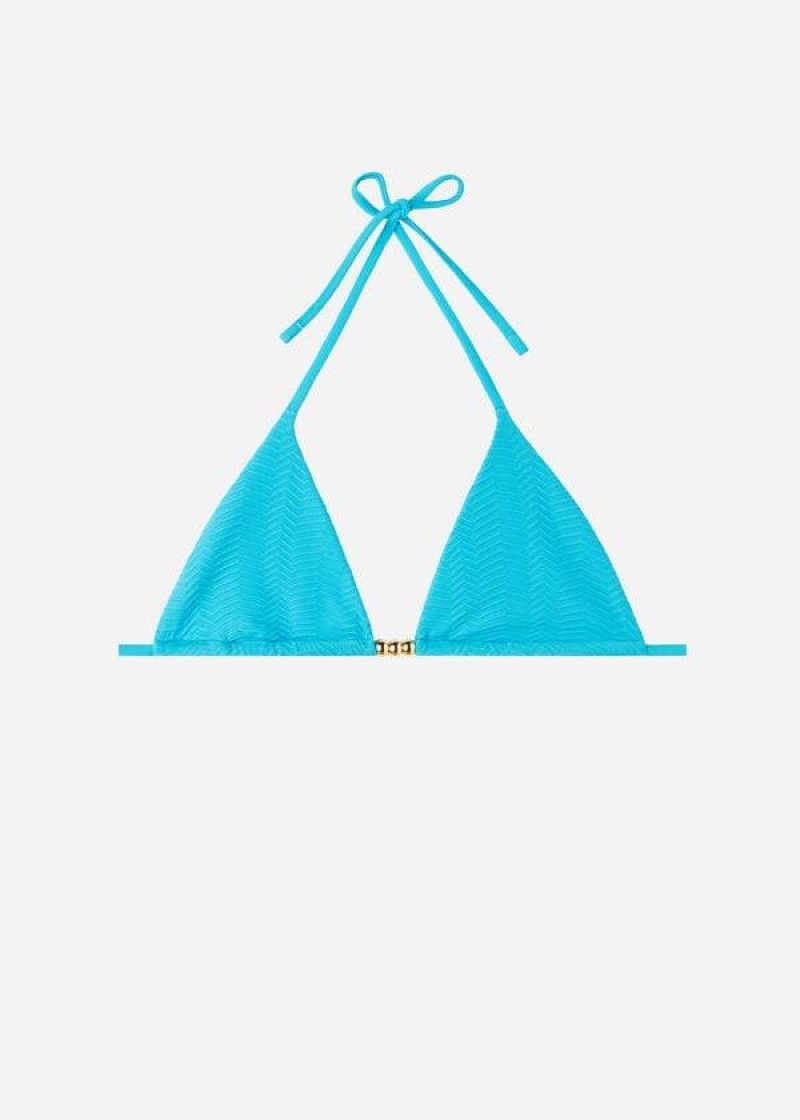 Calzedonia Triangle String Casablanca Women's Bikini Tops Turquoise | CA 2160TV