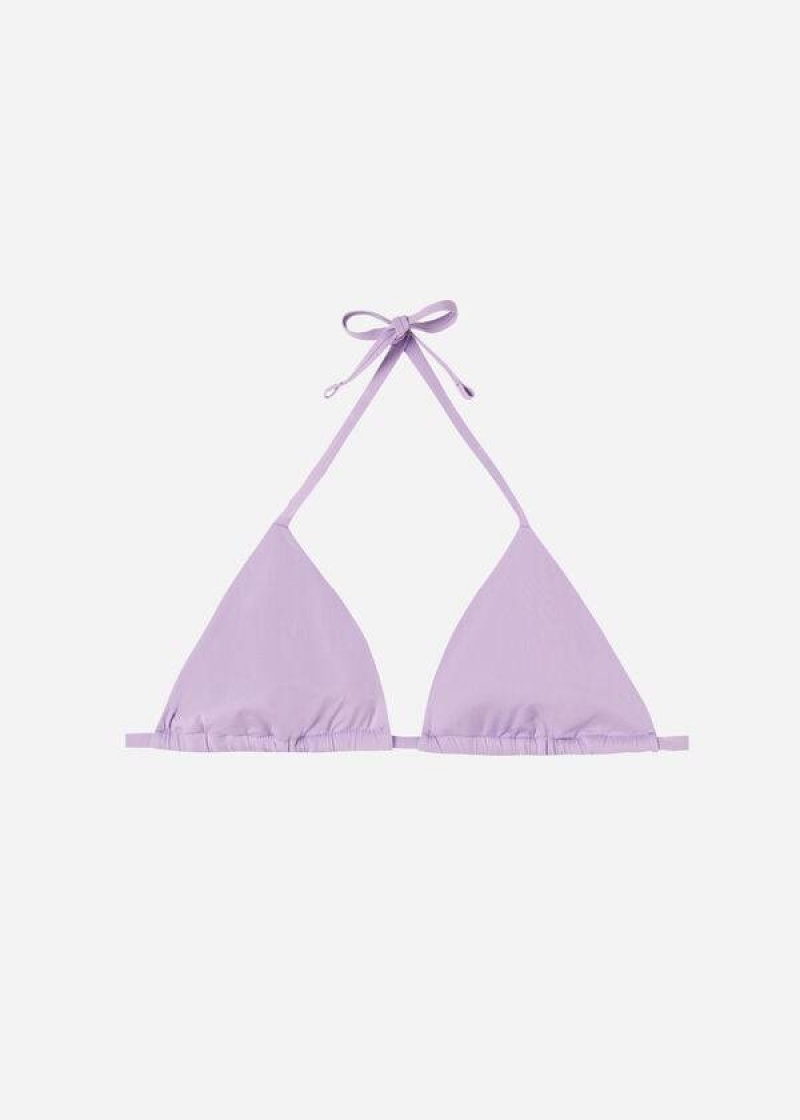 Calzedonia Triangle String Indonesia Eco Women's Bikini Tops Purple | CA 2155MA