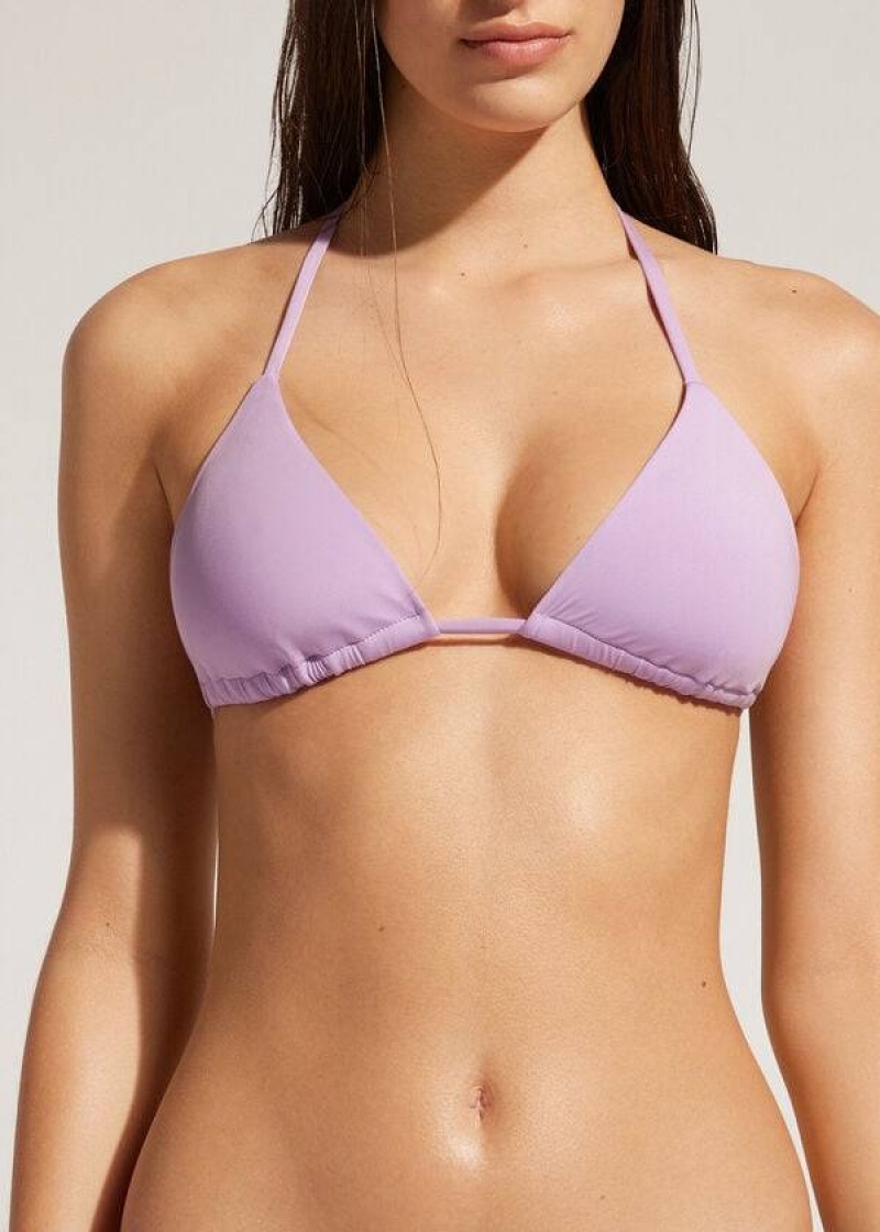 Calzedonia Triangle String Indonesia Eco Women\'s Bikini Tops Purple | CA 2155MA