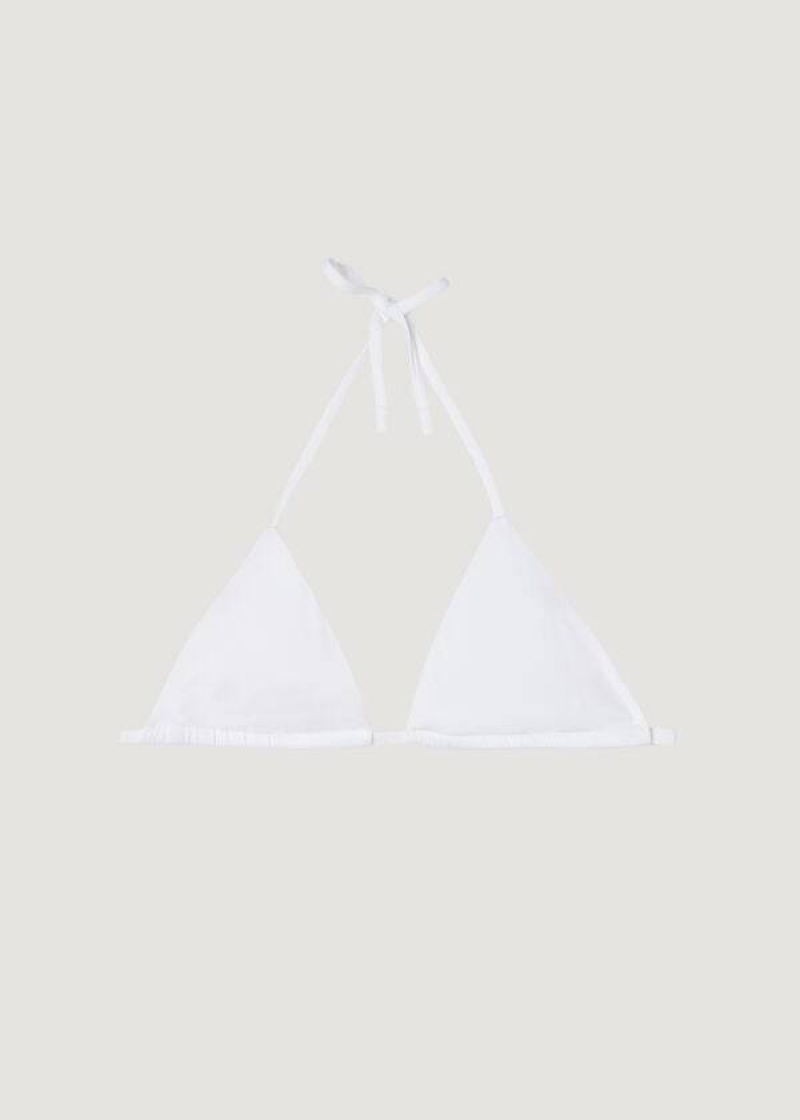 Calzedonia Triangle String Indonesia Eco rosa Women's Bikini Tops White | CA 2151CE