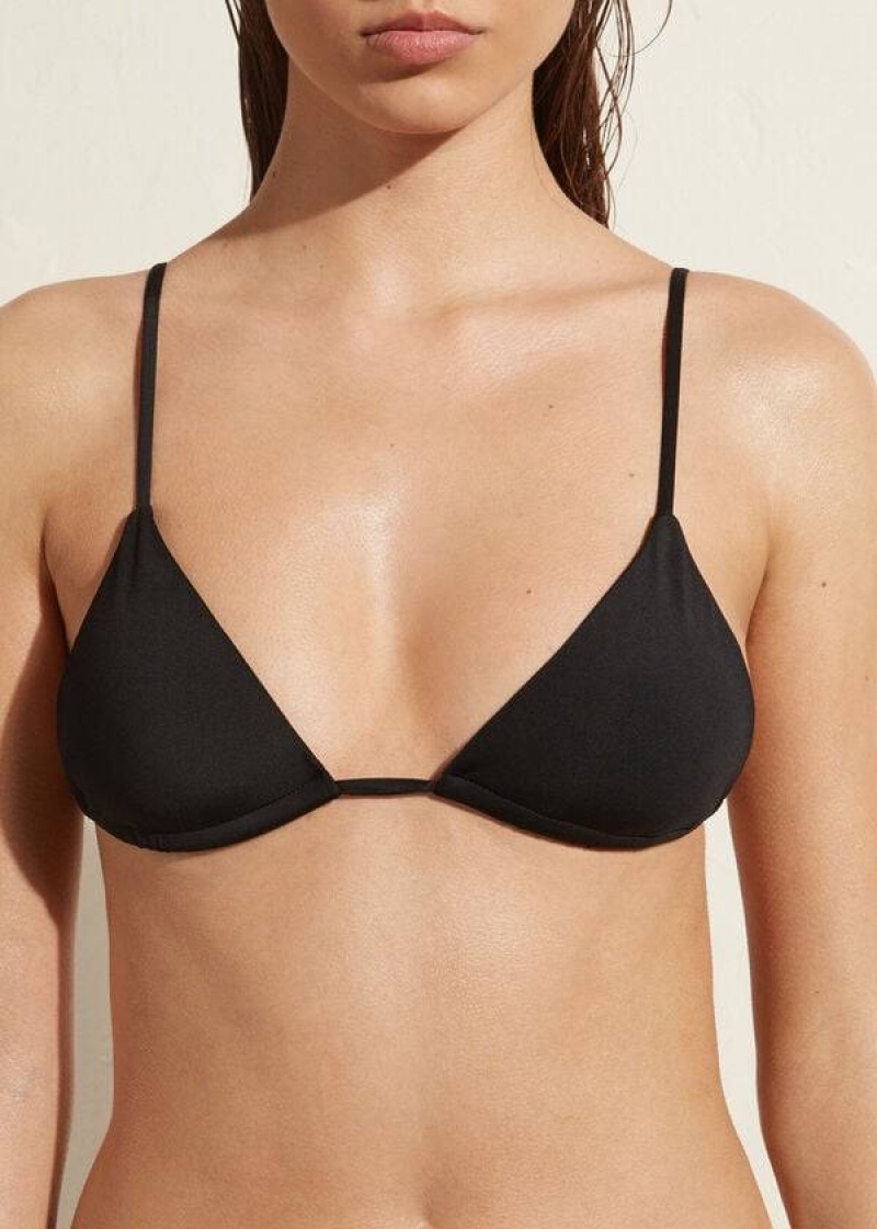 Calzedonia Triangle String Indonesia Eco rosa Women's Bikini Tops Black | CA 2150XF