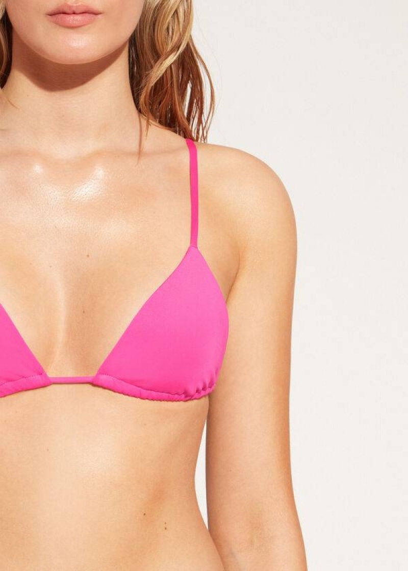 Calzedonia Triangle String Indonesia Eco rosa Women's Bikini Tops Pink | CA 2147KI