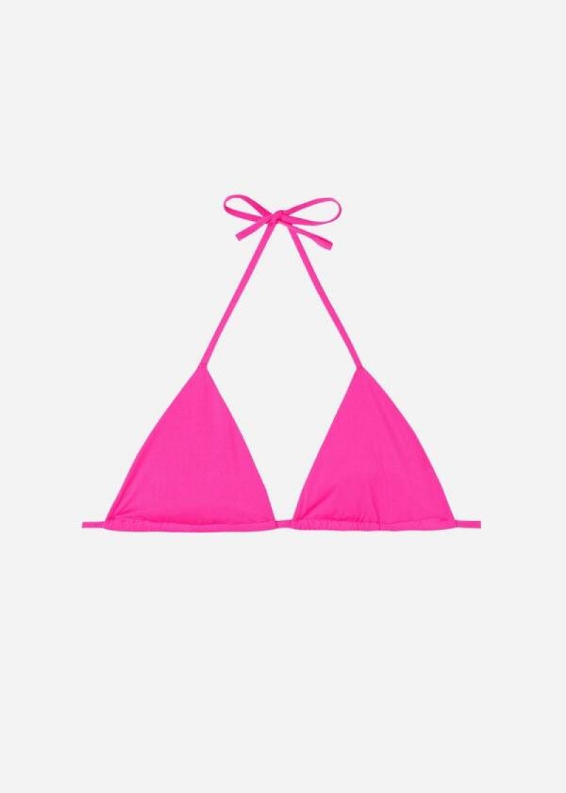 Calzedonia Triangle String Indonesia Eco rosa Women's Bikini Tops Pink | CA 2147KI