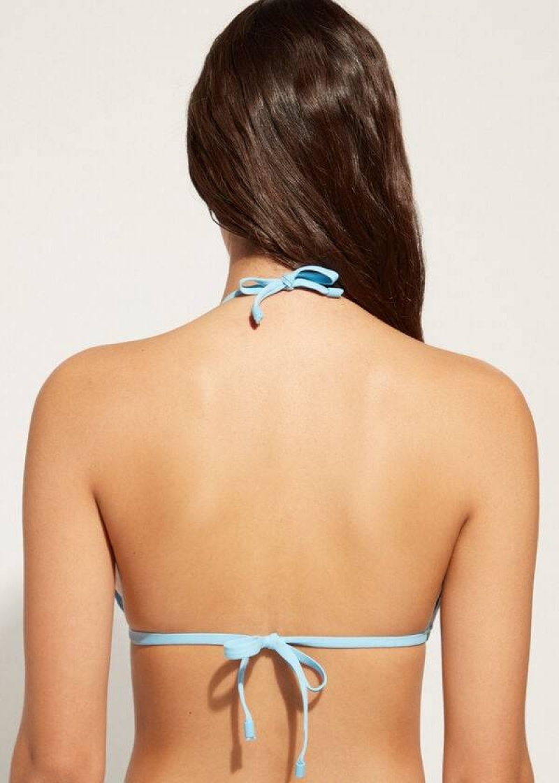 Calzedonia Triangle String Islamorada Women's Bikini Tops Blue | CA 2144GL