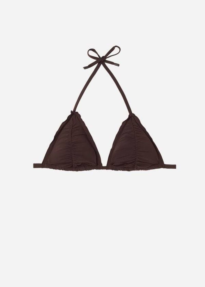 Calzedonia Triangle String Islamorada Women's Bikini Tops Coffee | CA 2143FM