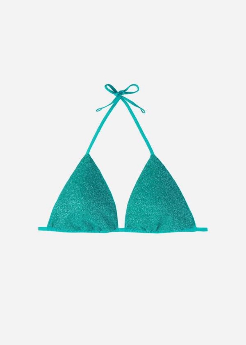 Calzedonia Triangle String Las Vegas Women's Bikini Tops Blue | CA 2142DN