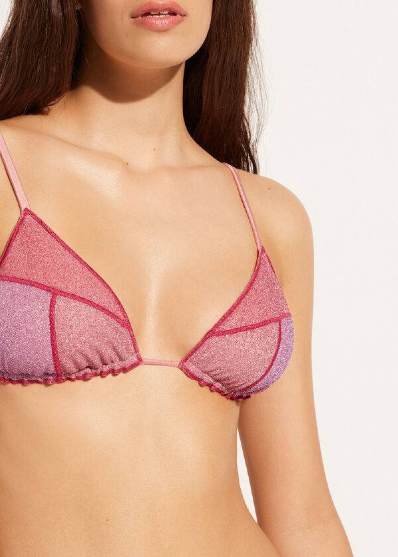 Calzedonia Triangle String Lisbona Women's Bikini Tops Pink | CA 2141SO