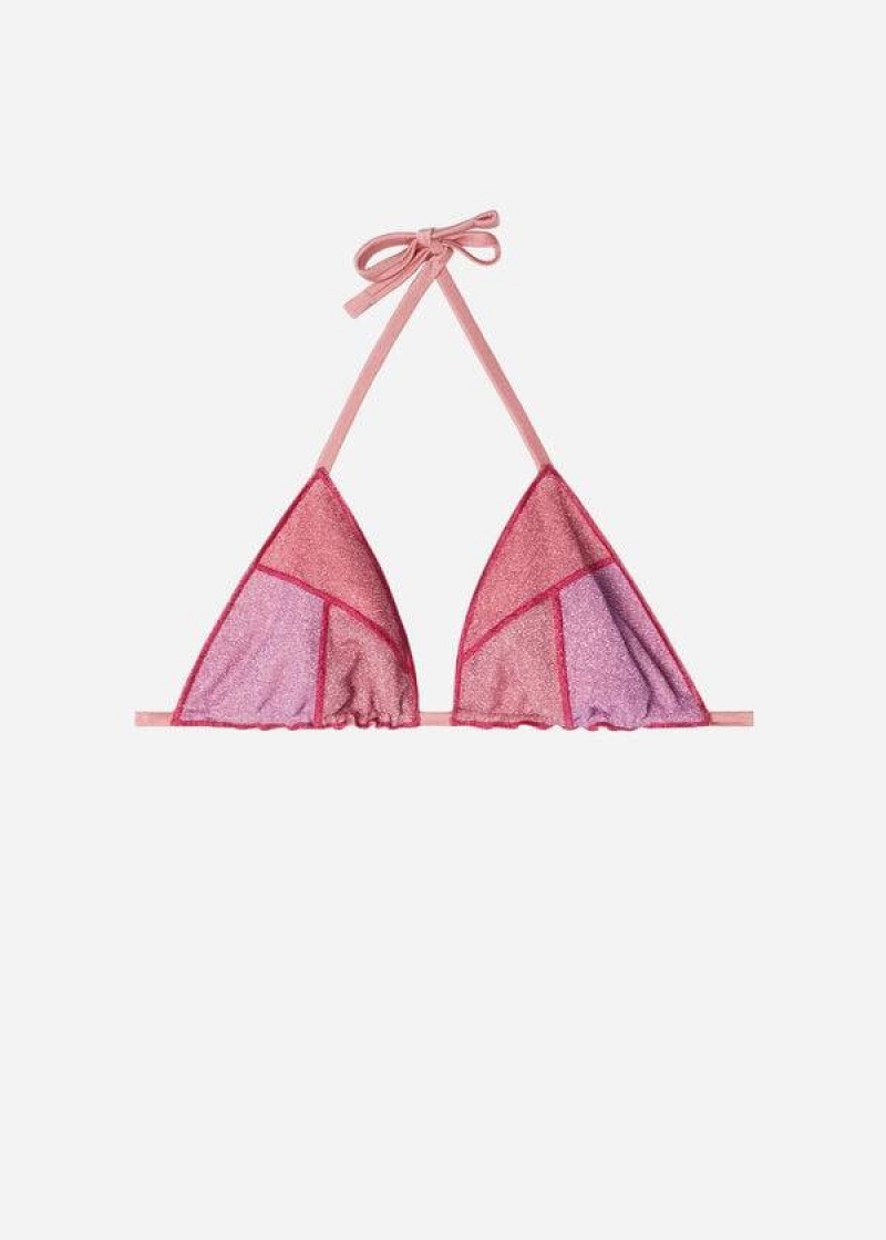 Calzedonia Triangle String Lisbona Women's Bikini Tops Pink | CA 2141SO