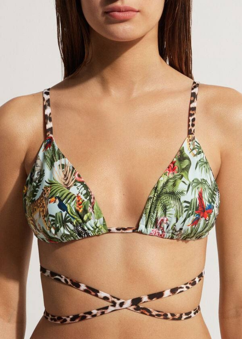 Calzedonia Triangle String Nairobi Eco Women's Bikini Tops Green | CA 2135YU