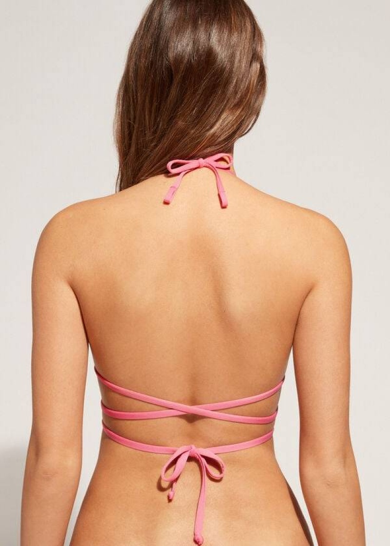 Calzedonia Triangle String Tie San Diego Women's Bikini Tops Pink | CA 2129MA