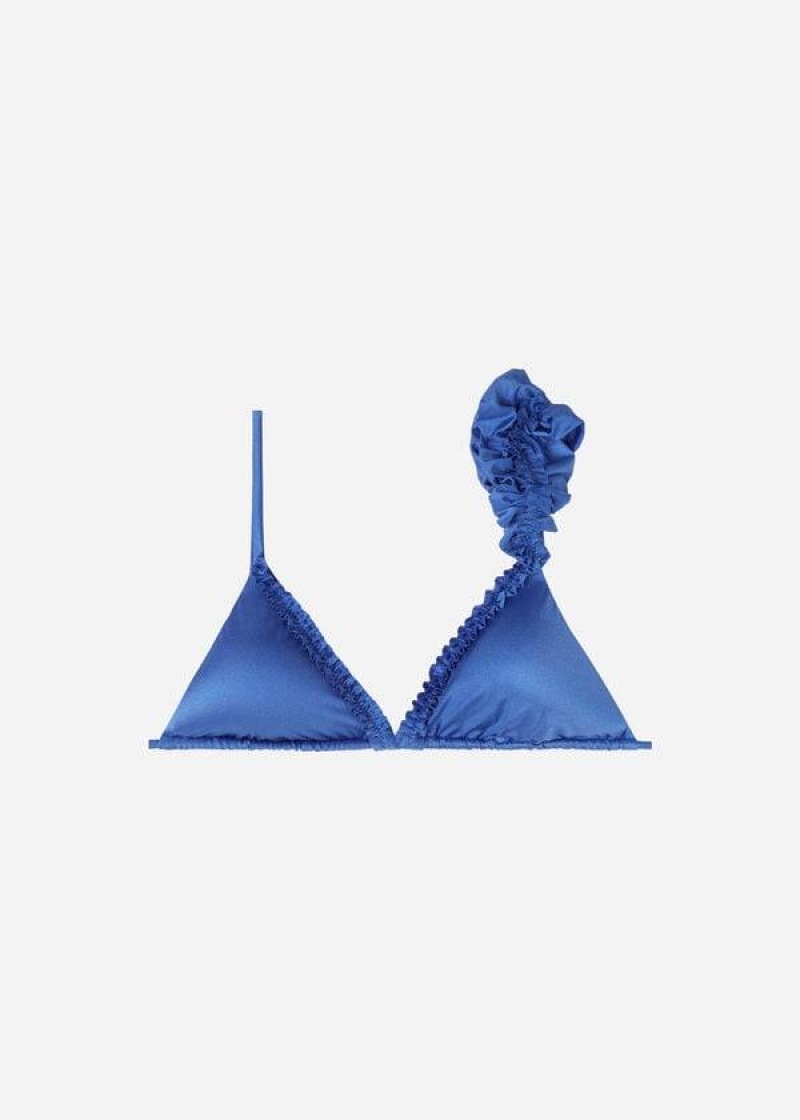 Calzedonia Triangle String Vienna Women's Bikini Tops Blue | CA 2127BC