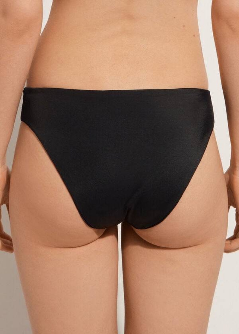 Calzedonia Tulle Insert Tokyo Women's Bikini Bottoms Black | CA 2533QZ