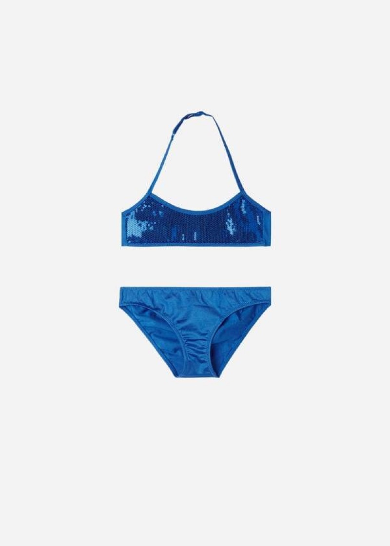 Calzedonia Two-Piece Cannes Kids\' Swimsuits Blue | CA 1122UT