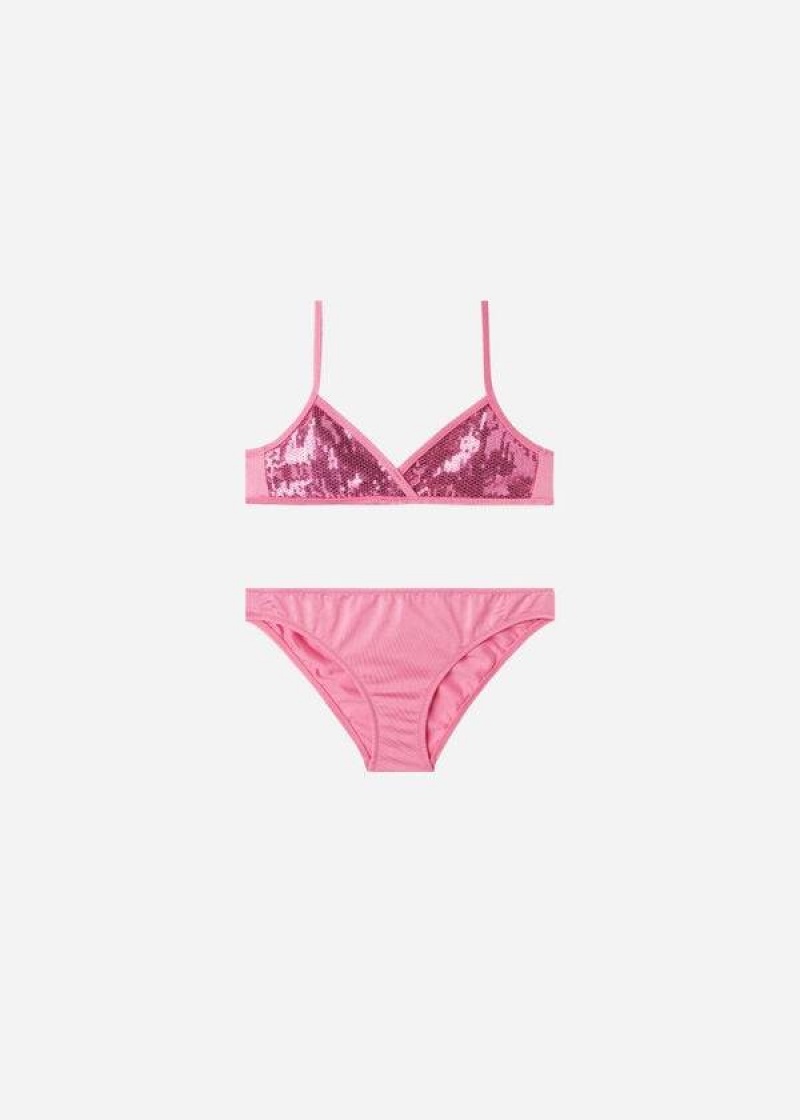 Calzedonia Two-Piece Tank-Style Cannes Kids\' Swimsuits Pink | CA 1114NB