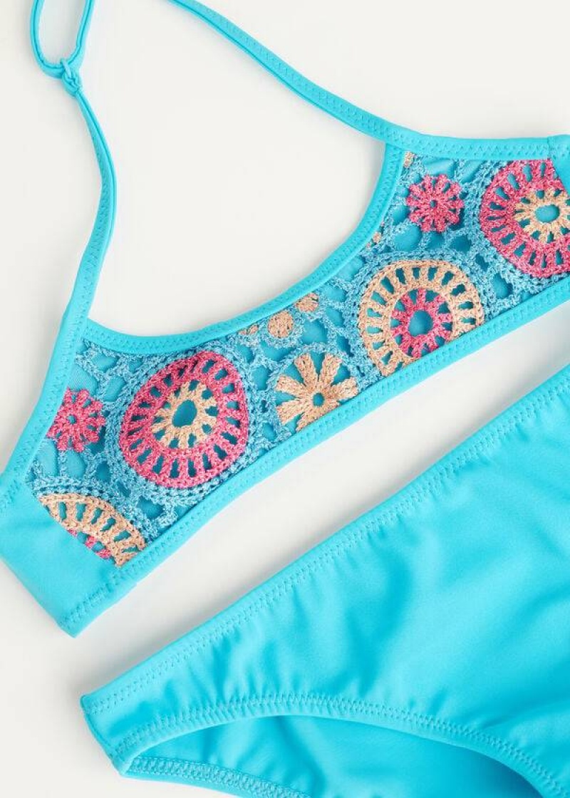 Calzedonia Two Piece Capri Kids' Swimsuits Turquoise | CA 1137CE