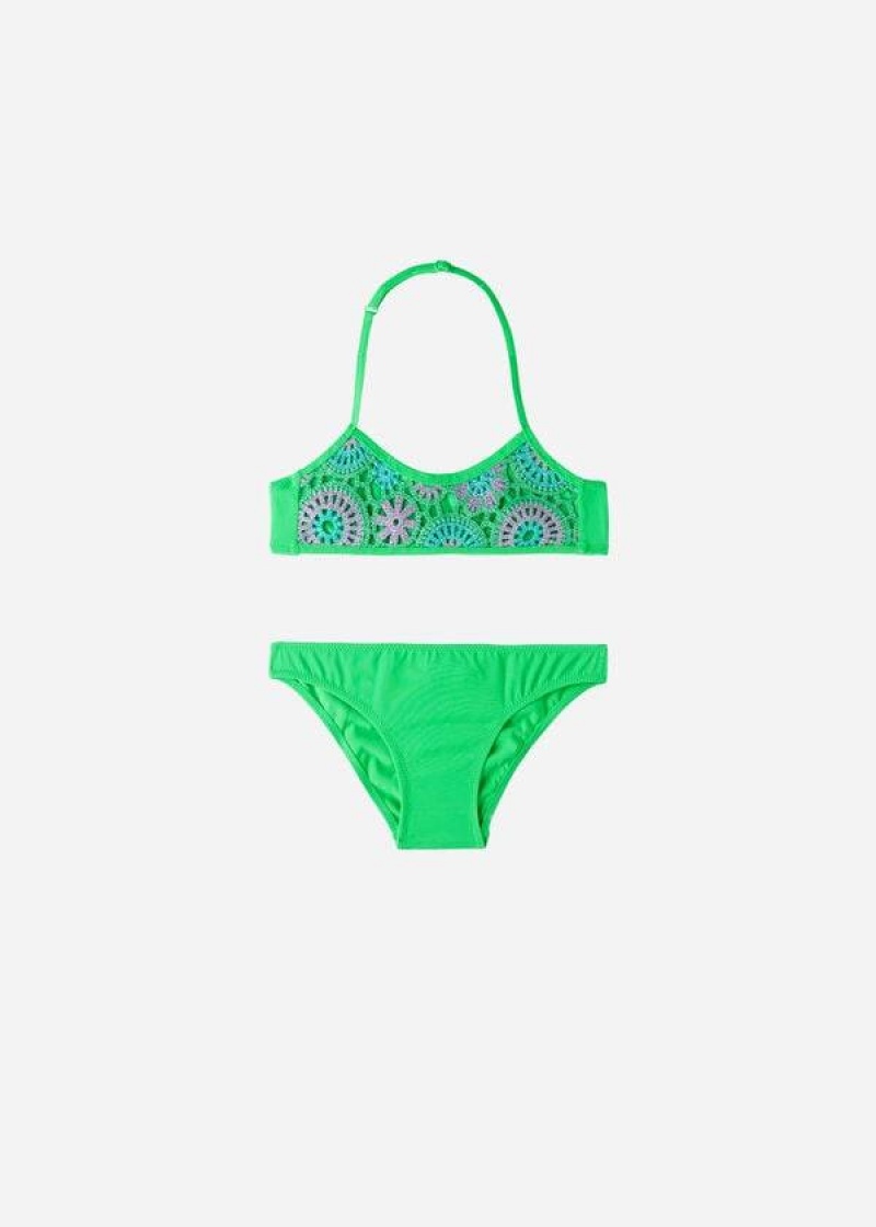 Calzedonia Two Piece Capri Kids\' Swimsuits Green | CA 1136XF