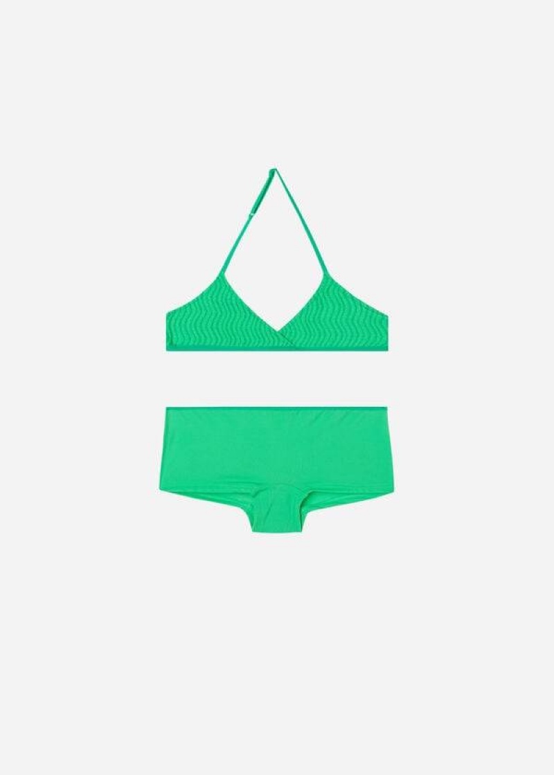 Calzedonia Two Piece Mykonos Kids\' Swimsuits Green | CA 1128DN