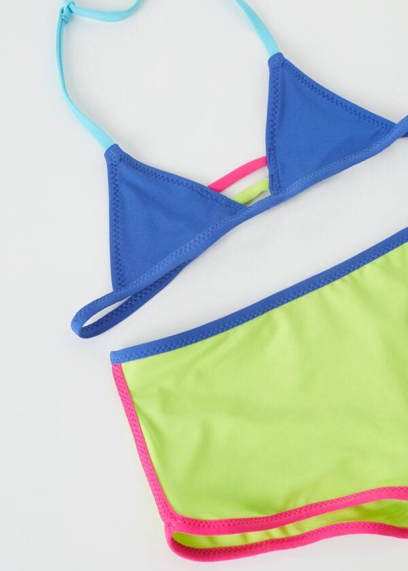 Calzedonia Two Piece Tokyo Eco Kids' Swimsuits Blue | CA 1124OR