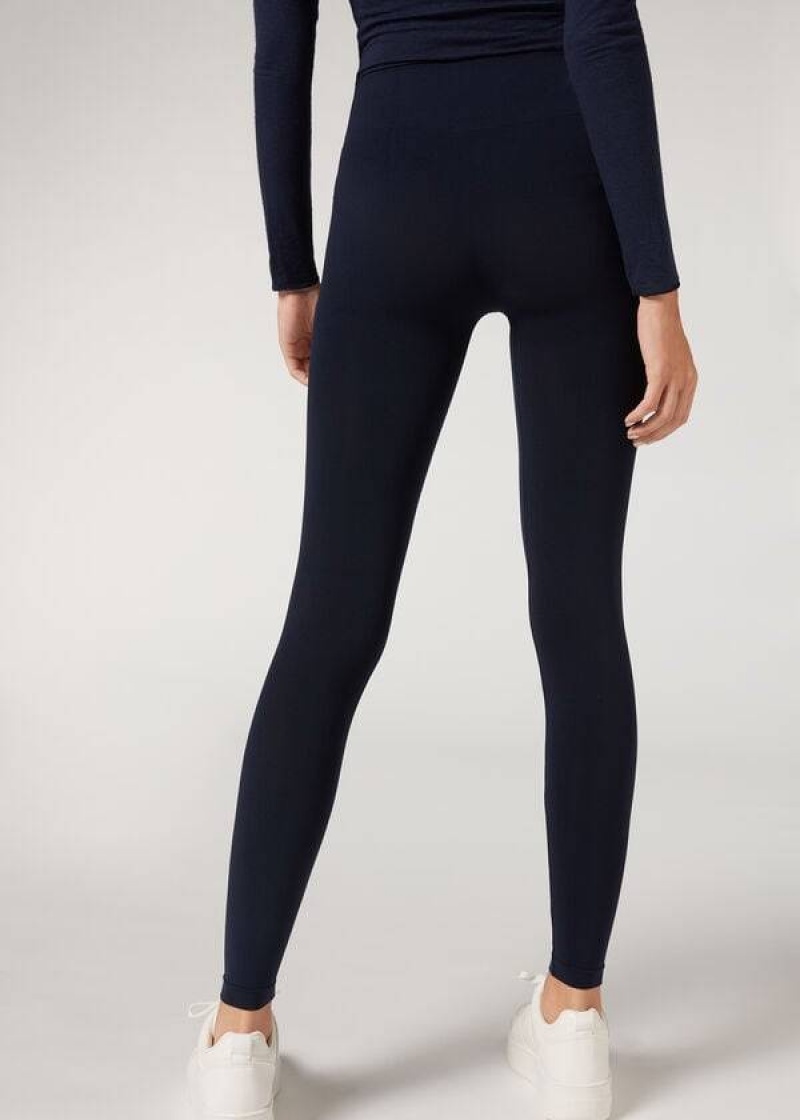 Calzedonia Ultra-Opaque Microfiber Women's Leggings Blue | CA 1483RW