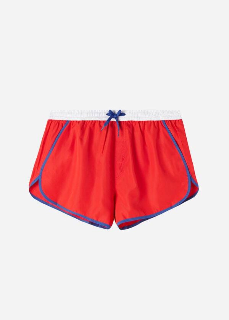 Calzedonia Venice Beach Eco Men's Swim Trunks Red | CA 1277YU