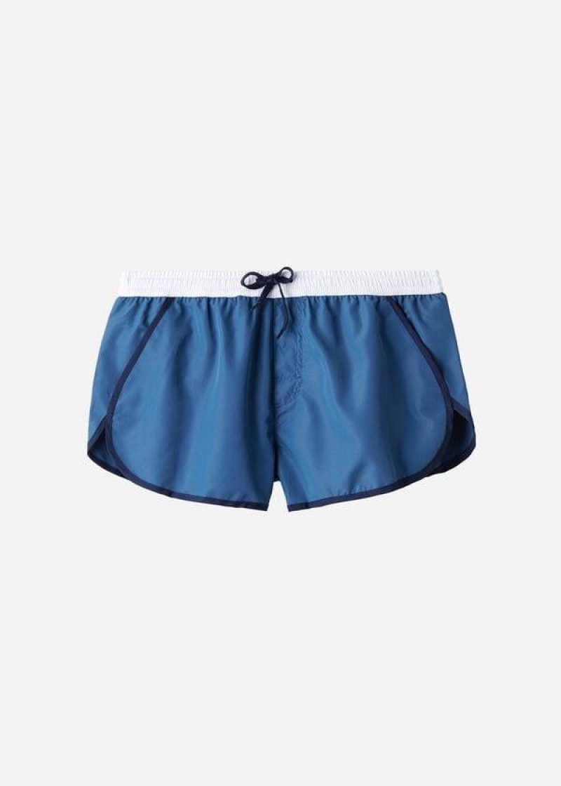 Calzedonia Venice Beach Men's Swim Trunks Blue / White | CA 1280OR