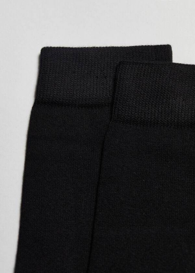 Calzedonia Warm Cotton Crew Men's Socks Black | CA 1367KI