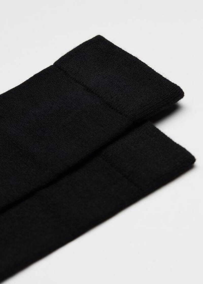 Calzedonia Wool and Cotton Crew Men's Socks Black | CA 1389FM