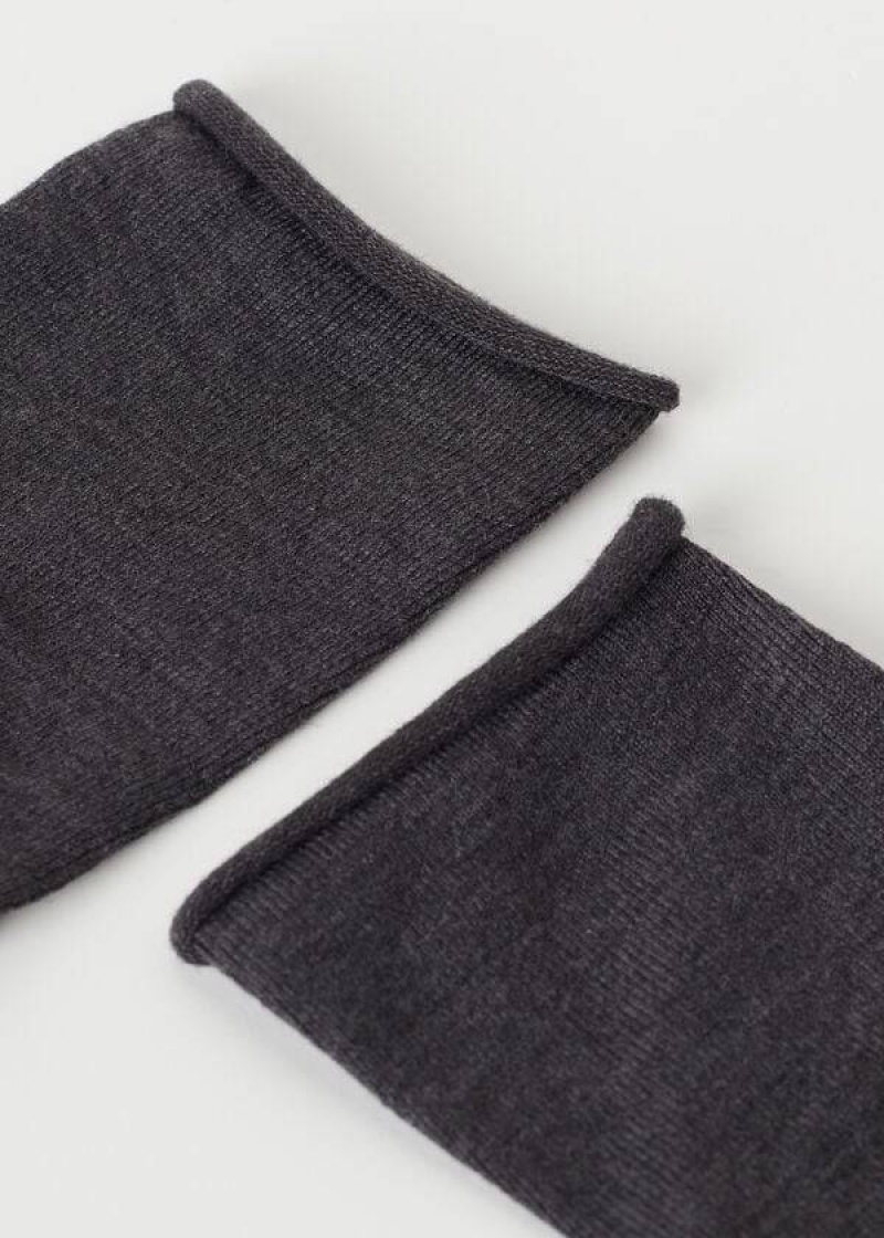 Calzedonia Wool and Cotton Short Women's Socks Grey | CA 1631CE