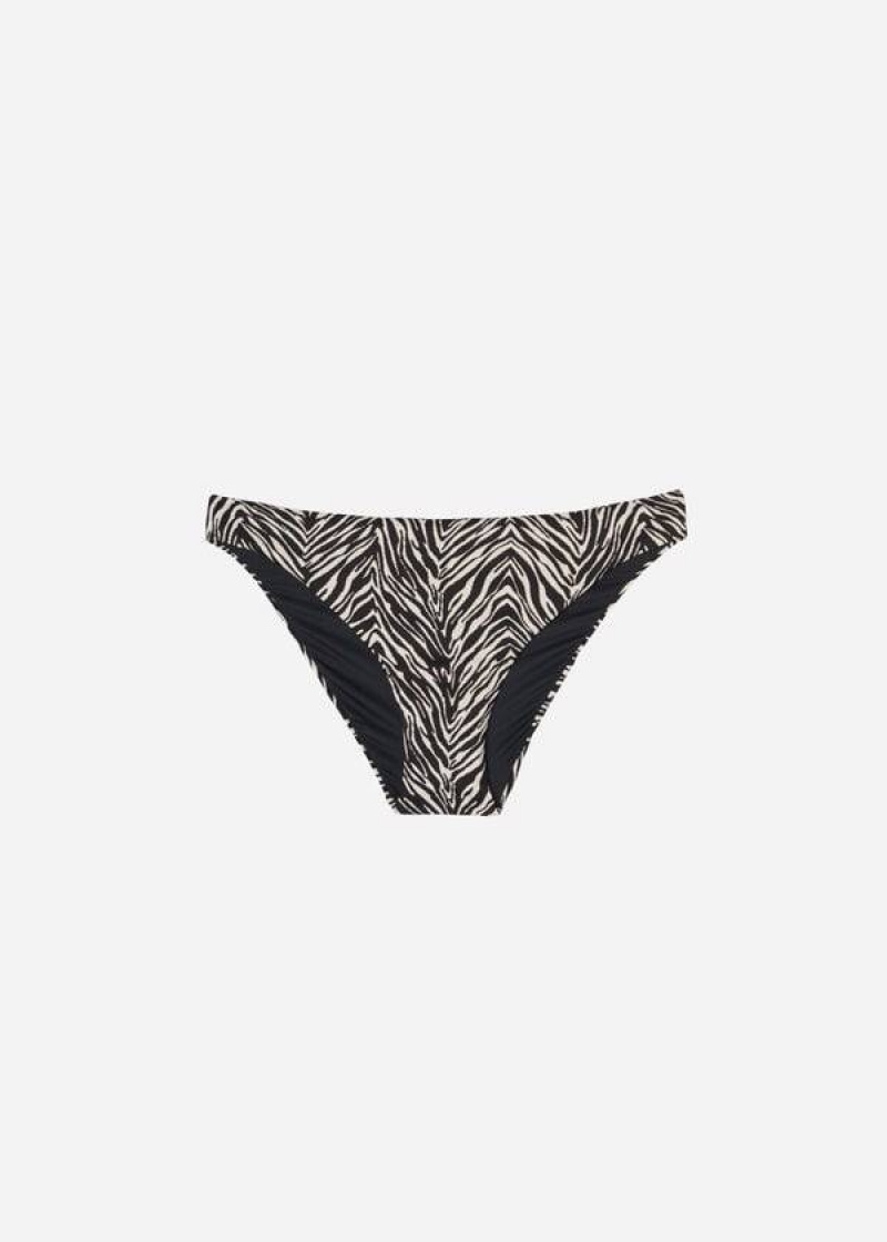 Calzedonia Zebra Nairobi Women's Bikini Bottoms Black | CA 2530RW